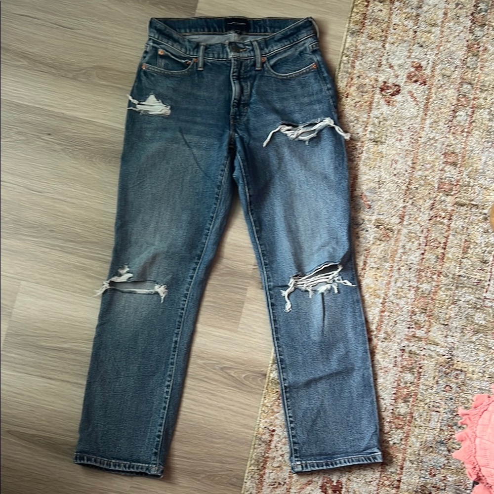 Lucky Brand Blue Zoe Straight Distressed Jeans